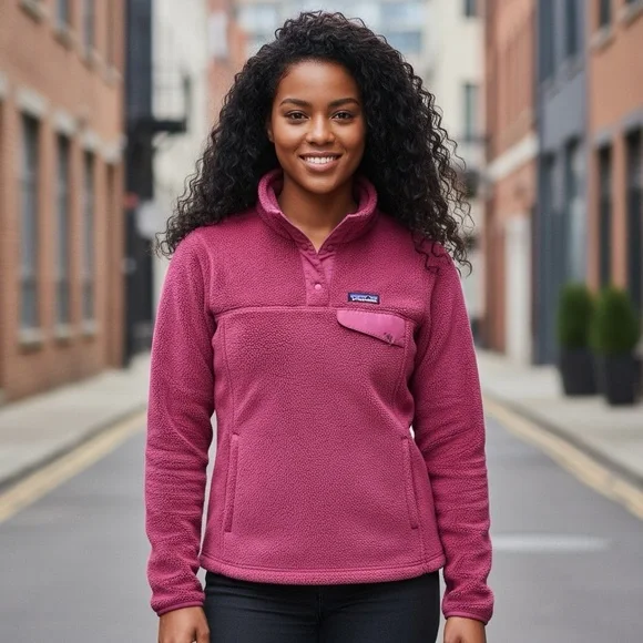 Patagonia Rubellite Star Pink Re-Tool Snap-T Pullover Fleece Sweater Top - Picture 12 of 12